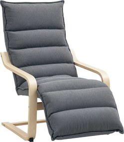 Poltrona de Salão com Apoio para os Pés Ajustável Estofada em Veludo com Estrutura de Madeira 67x93x105 cm Cinzento Escuro