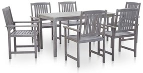 vidaXL 7 pcs conj. de jantar p/ exterior acácia maciça cinzento lavado