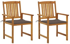 Cadeiras de jardim com almofadões 2 pcs acácia maciça