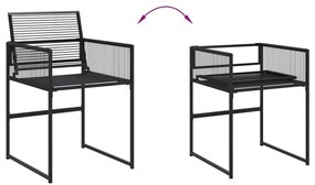 13 pcs conjunto de jantar p/jardim vime PE preto