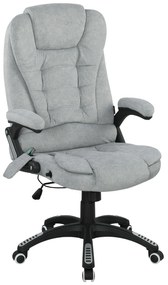 Vinsetto Cadeira de Escritório com 6 Pontos de Massagem Reclinável até 130° com Função de Aquecimento 65x71x110-120 cm Cinza | Aosom Portugal