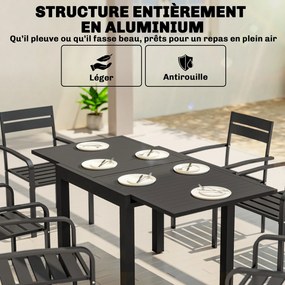 Mesa de jardim extensível para exterior, para 4-6 pessoas (CADEIRAS NÃO INCLUIDAS), com extensão com armazenamento integrado, em alumínio, 80-160 x 80
