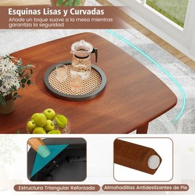 Mesa de jantar em madeira para 2-4 pessoas com pernas em madeira de borracha estilo rústico para espaços pequenos em apartamentos Castanho