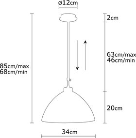 Candeeiro de Teto Bergama – Prateado – 34 cm x 85 cm