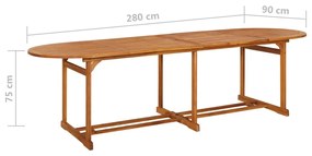 Mesa de jantar p/ jardim 280x90x75 cm madeira de acácia maciça