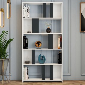 Estante Lima – Branco e Antracite – 90 cm x 180 cm x 20 cm