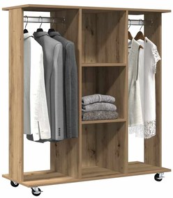 Guarda-roupa com rodas Carvalho Artesanal 102x38x110 cm Madeira Recons