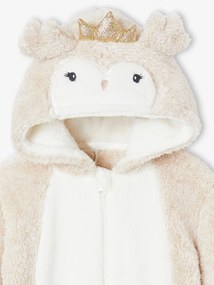 Pijama-macacão de Natal, coruja, para menina bege mesclado