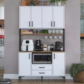 Armário Alto de Cozinha "Stella" - 120 x 198,6 x 40 cm - Nogueira e Br