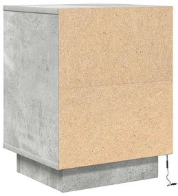Mesas cabeceira c/ luzes LED 2 pcs 38x34x50 cm cinzento-cimento