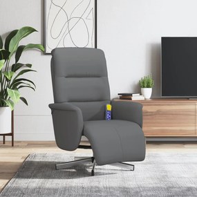 356574 vidaXL Cadeira massagens reclinável c/ apoio pés tecido cinza-escuro