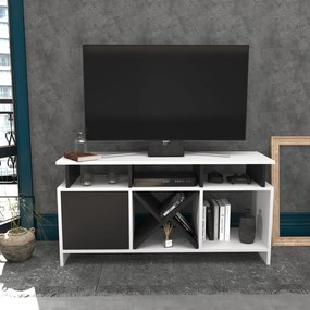 Móvel TV Auburn – Branco/Antracite – 120 cm x 29,9 cm x 60,6 cm