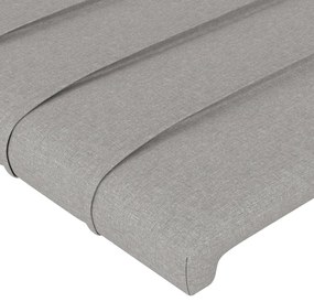 Cabeceira cama c/ luzes LED tecido 83x16x118/128 cm cinza-claro