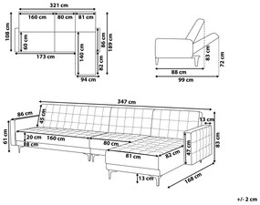 Sofá de canto 5 lugares em veludo azul marinho à esquerda ABERDEEN Beliani