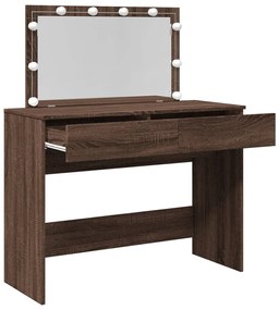 Toucador com LEDs 100x40x120 cm cor carvalho castanho