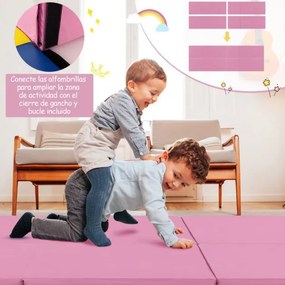 Colchão de ginástica com três dobras e alças de transporte e fechos de velcro 180 x 60 x 5 cm, rosa