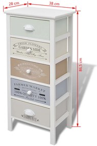 Armário arrumos estilo francês 5 gavetas madeira
