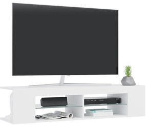 Móvel de TV com luzes LED 135x39x30 cm branco