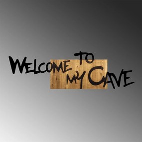 Acessório Decorativo de Parede Welcome To My Cave – Nogueira e Preto –