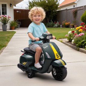 Moto elétrica para crianças de 6 V, carro elétrico para crianças com rodas de treino, 2-4 anos, 71 x 37 x 52 cm, verde escuro
