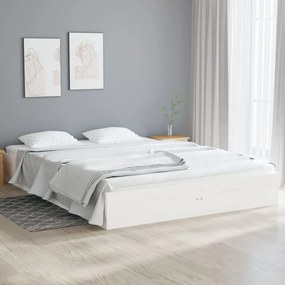 820078 vidaXL Estrutura de cama casal 135x190 cm madeira maciça branco