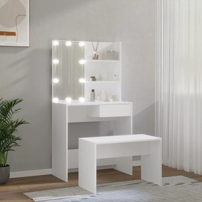 Conjunto toucador c/ LEDs madeira processada branco