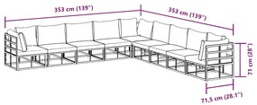 Conjunto de Sofá de Jardim 9 pcs Preto 353 x 353 x 71 cm