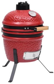 vidaXL Churrasqueira/defumador Kamado 2-em-1 cerâmica 56 cm vermelho