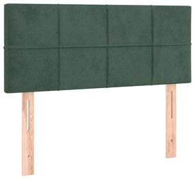 Cama boxspring com colchão 120x190 cm veludo verde-escuro