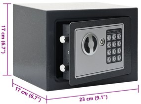 Cofre Digital Electrónico Cinza Escuro 23x17x17 cm Aço