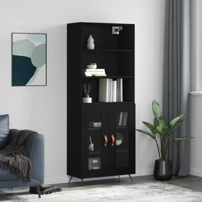 Armário alto 69,5x34x180 cm derivados de madeira preto