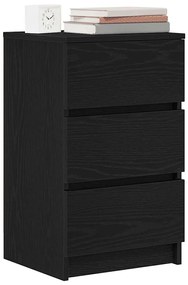 Mesa de cabeceira com 3 gavetas 39x35x65 cm preto