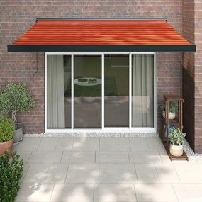 vidaXL Toldo retrátil 3x2,5 m tecido e alumínio laranja e castanho