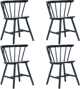 vidaXL Cadeiras de jantar 4 pcs madeira de seringueira maciça preto