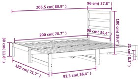 Sofá-cama de puxar 2x(90x200) cm madeira de pinho maciça