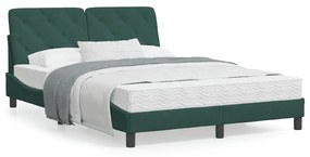 Estrutura de cama c/ luzes LED 120x200 cm veludo verde-escuro