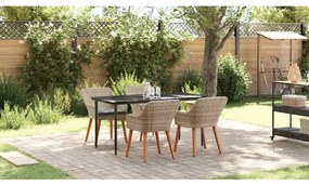 Conjunto de sala de jantar 5 pcs Cinza claro e preto Largo