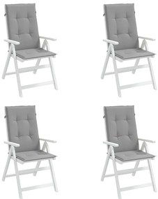 Almofadões para cadeiras altas de jardim 4 pcs tecido cinzento