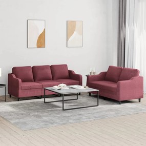 3201840 vidaXL 2 pcs conjunto de sofás com almofadões tecido vermelho tinto