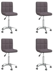 vidaXL Cadeiras de jantar giratórias 4 pcs tecido cinzento-acastanhado