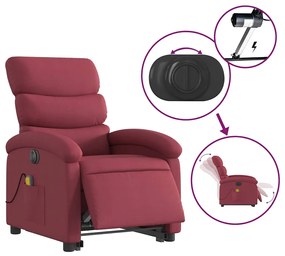 Poltrona elevatória de massagens elétrica tecido vermelho tinto