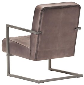 Poltrona cantilever couro genuíno castanho