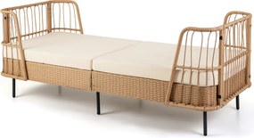 Sofá-Cama de Exterior, 192,5 x 79,5 x 77,5 cm, Base Regulável, Bege