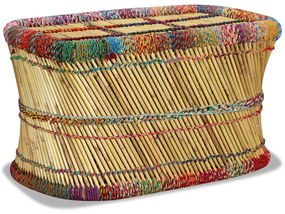 vidaXL Mesa de centro em bambu com detalhes chindi multicor