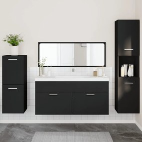 vidaXL 4 pcs conjunto móveis casa de banho derivados de madeira preto