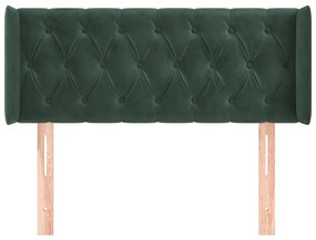 Cabeceira de cama c/ abas veludo 103x16x78/88cm verde-escuro