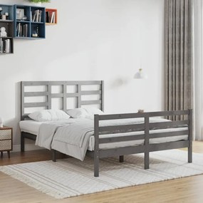 vidaXL Estrutura de cama 120x200 cm madeira maciça cinzento