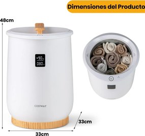 Aquecedor de toalhas 20L Cube Grande com visor LED, controle de 1 botão, temporizador e desligamento automático Aquecedor branco
