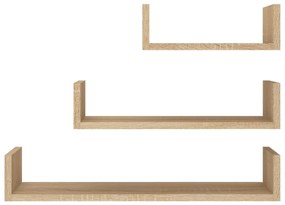 Prateleira de parede 3 pcs derivados de madeira carvalho sonoma