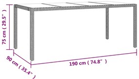 9 pcs conjunto de bistrô para jardim c/ almofadões vime PE bege